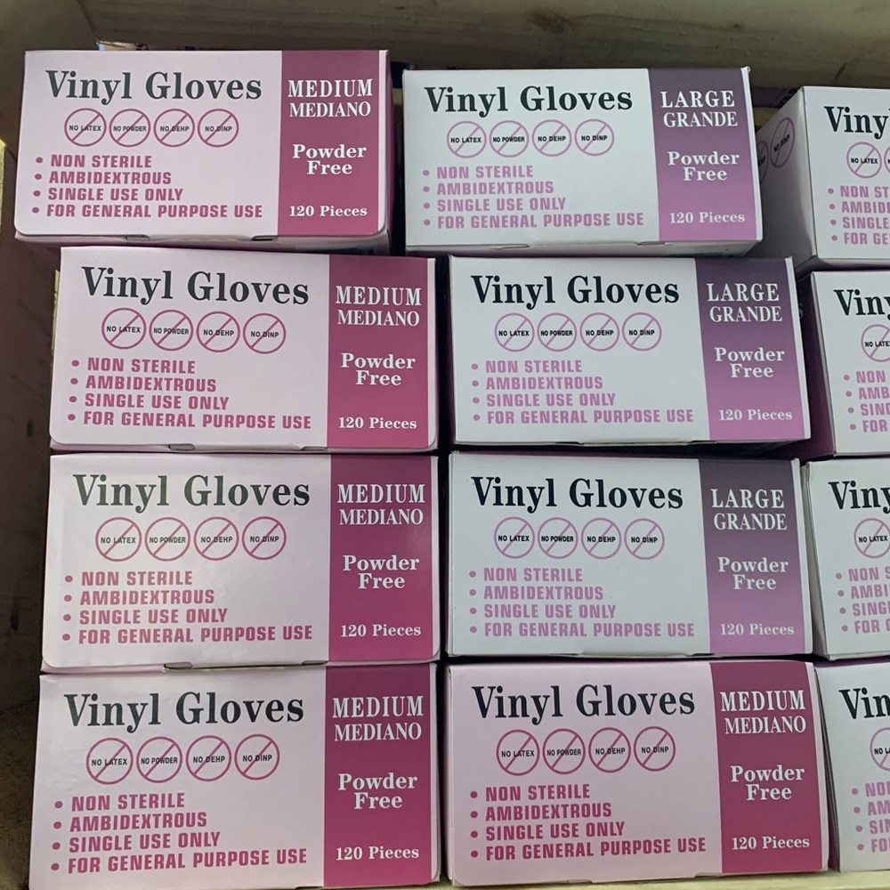 Vinyl gloves: L only